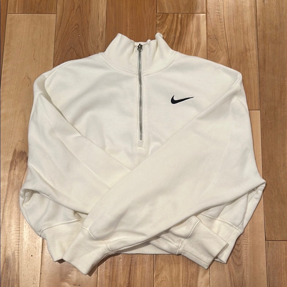 Nike White Zip-Up Pullover